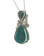 Sterling Silver Green Onyx Pendant Necklace, Valentine's day gifts, - VirtuousWares:Global