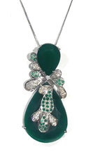 Sterling Silver Green Onyx Pendant Necklace, Valentine's day gifts, - VirtuousWares:Global