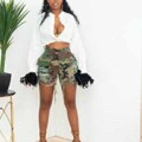 Streetwear WomTassel Shorts Camouflage Pockets Ditsy - VirtuousWares:Global