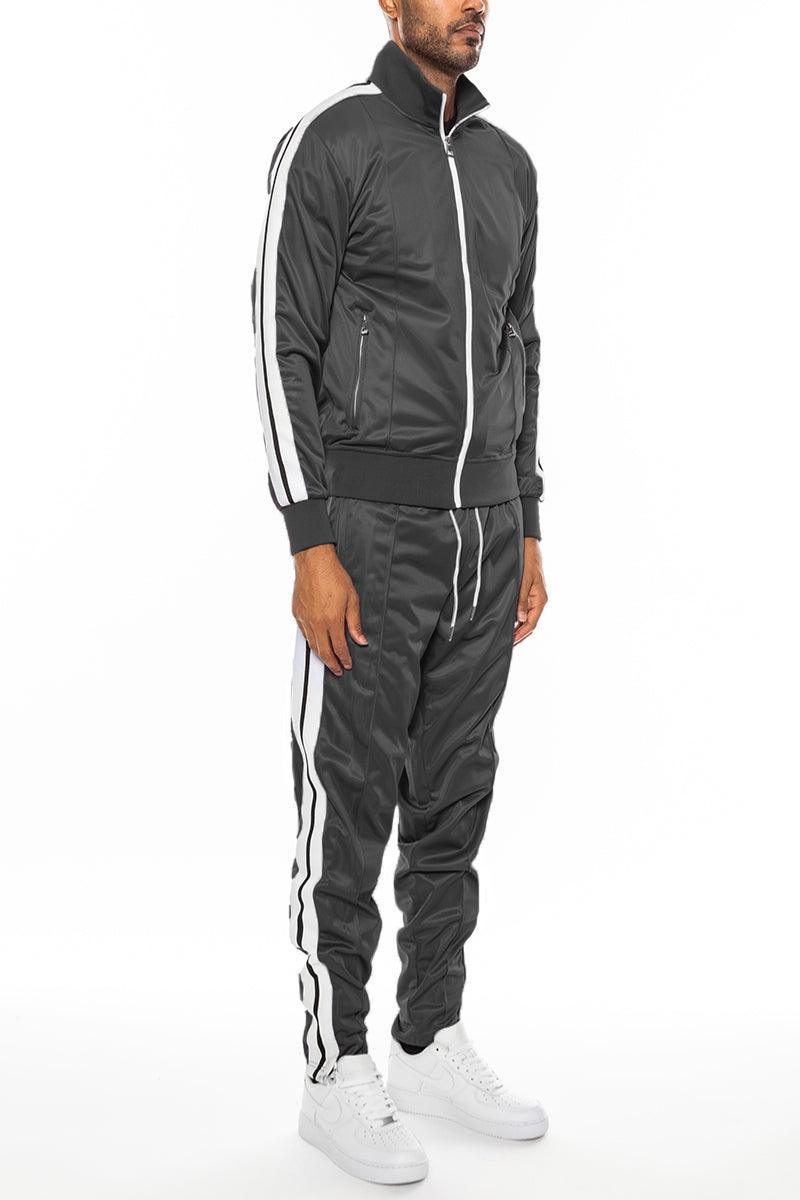 Striped Tape Front Pleat Track Suit - VirtuousWares:Global