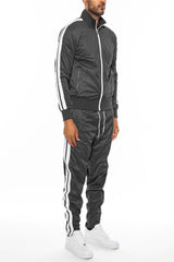Striped Tape Front Pleat Track Suit - VirtuousWares:Global