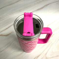 Stylish Checker Large Water Cup With Handle - VirtuousWares:Global