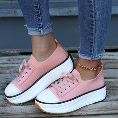 Summer Knitted Breathable Sneakers Women's Vulcanize Shoes - VirtuousWares:Global