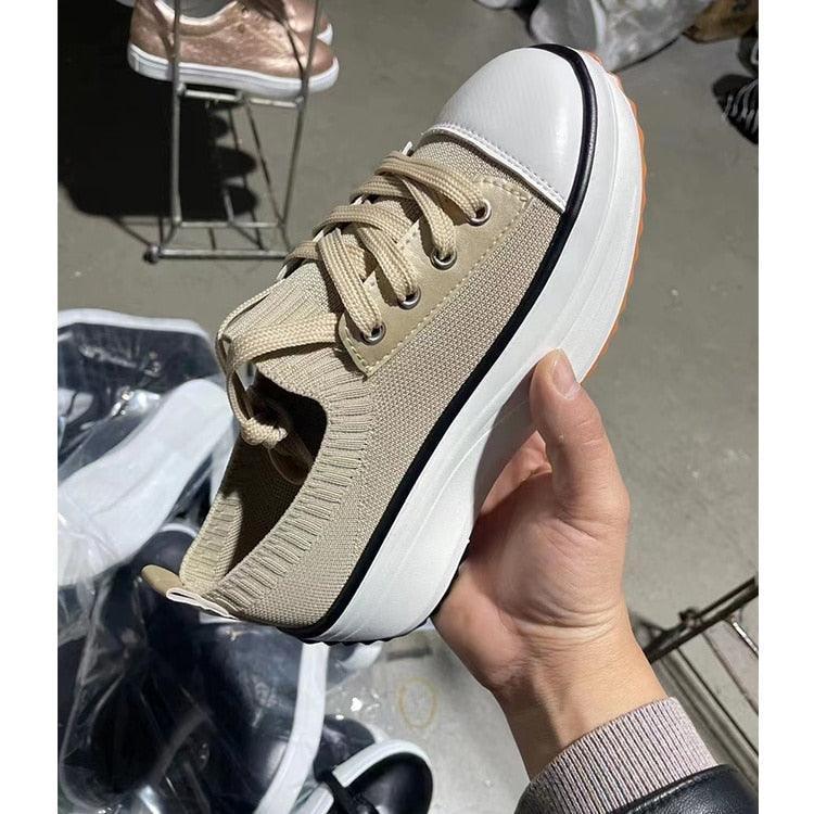 Summer Knitted Breathable Sneakers Women's Vulcanize Shoes - VirtuousWares:Global