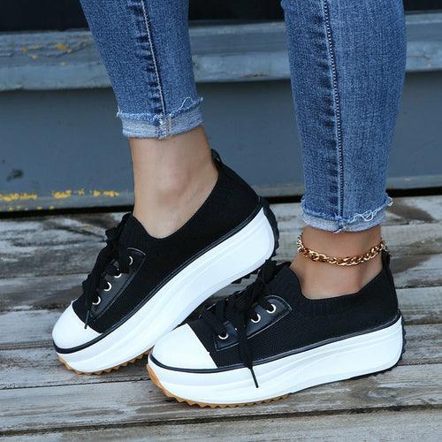 Summer Knitted Breathable Sneakers Women's Vulcanize Shoes - VirtuousWares:Global