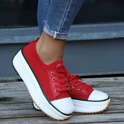 Summer Knitted Breathable Sneakers Women's Vulcanize Shoes - VirtuousWares:Global