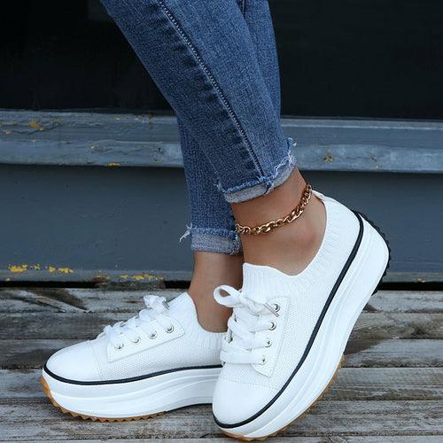 Summer Knitted Breathable Sneakers Women's Vulcanize Shoes - VirtuousWares:Global