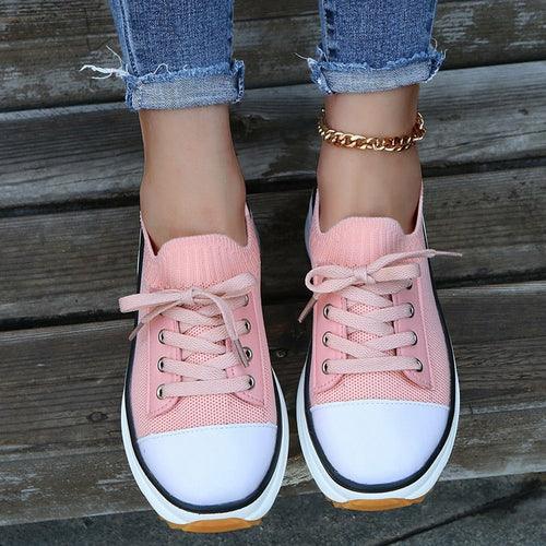 Summer Knitted Breathable Sneakers Women's Vulcanize Shoes - VirtuousWares:Global