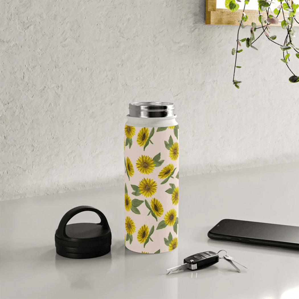 Sunflower Handle Lid Water Bottle - VirtuousWares:Global