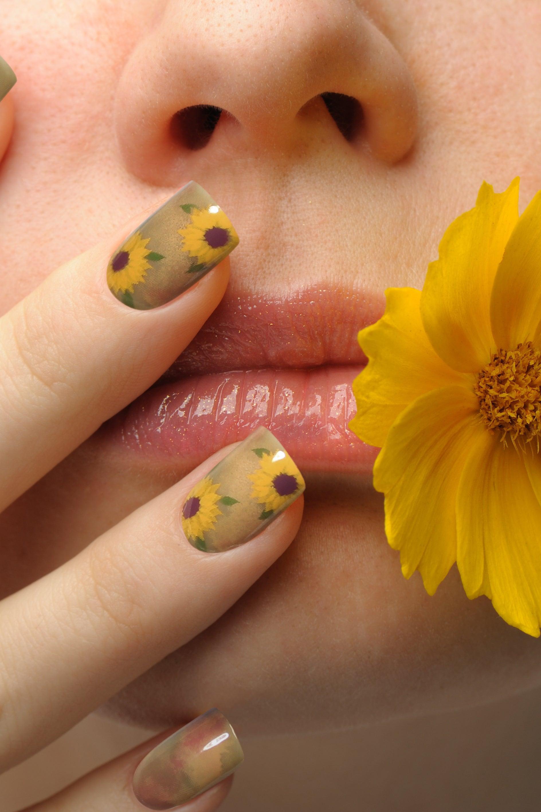 Sunflower Watercolor | Soft & Durable Press-On Nails - VirtuousWares:Global