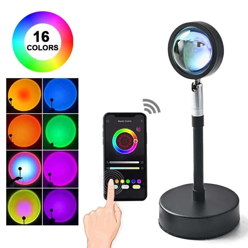 Sunset Lamp RGB 16 Color APP Remote Control Atmosphere Projection Lamp - VirtuousWares:Global