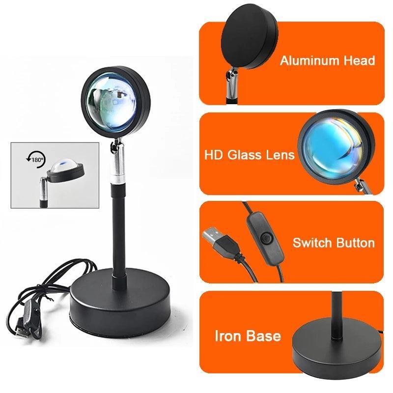 Sunset Lamp RGB 16 Color APP Remote Control Atmosphere Projection Lamp - VirtuousWares:Global
