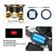Super Bright 5 LED Zoomable Headlight Waterproof Headlamps for Camping - VirtuousWares:Global