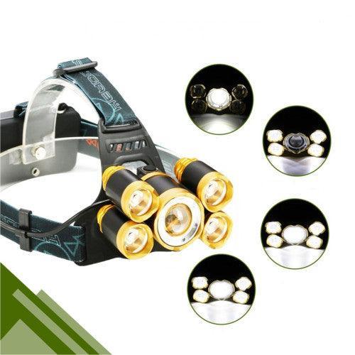 Super Bright 5 LED Zoomable Headlight Waterproof Headlamps for Camping - VirtuousWares:Global