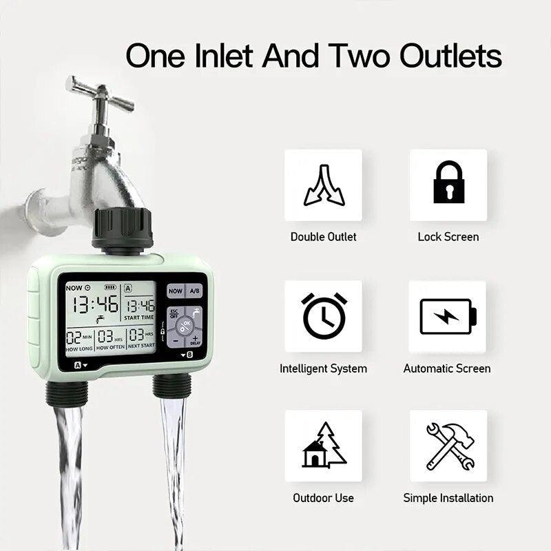 Super Timing System 2-Outlet Water Timer Precisely Watering Up Outdoor - VirtuousWares:Global