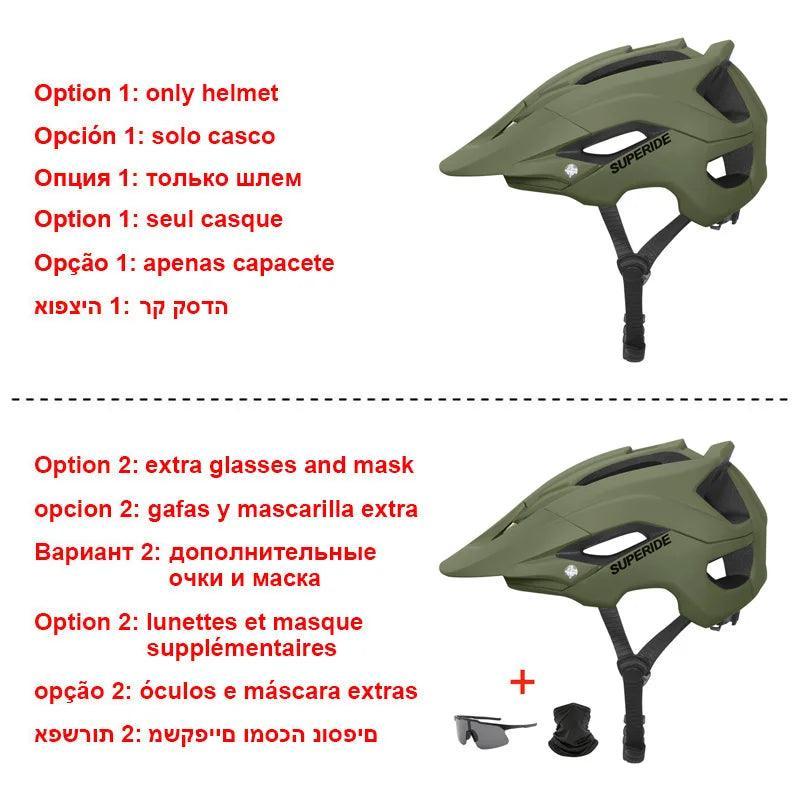SUPERIDE Outdoor DH MTB Bicycle Helmet Integrally-molded Road Mountain Bike Helmet Ultralight Racing Riding Cycling Helmet - VirtuousWares:Global