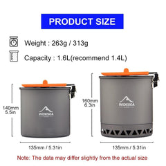 Tableware for Camping 1.6L Pot Tourist Dishes Tourism Hiking Picnic - VirtuousWares:Global