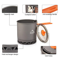 Tableware for Camping 1.6L Pot Tourist Dishes Tourism Hiking Picnic - VirtuousWares:Global