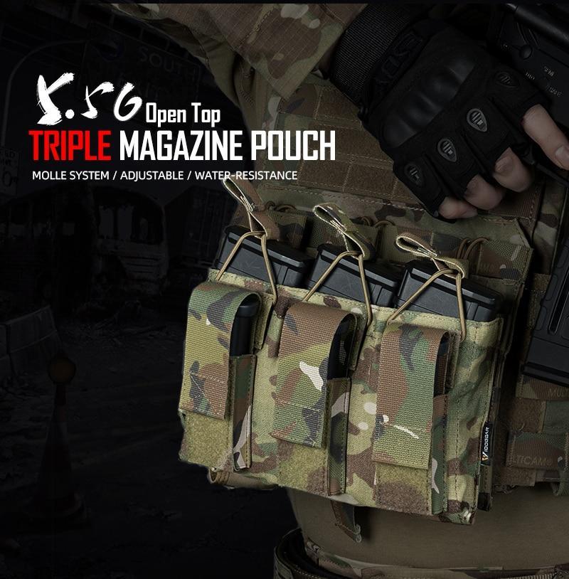 Tactical Magazine Pouch Mag Carrier Triple Open Top 5.56 Pistol MOLLE - VirtuousWares:Global