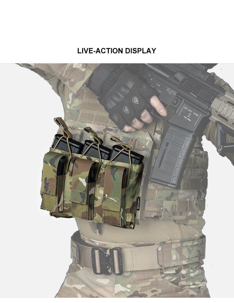 Tactical Magazine Pouch Mag Carrier Triple Open Top 5.56 Pistol MOLLE - VirtuousWares:Global