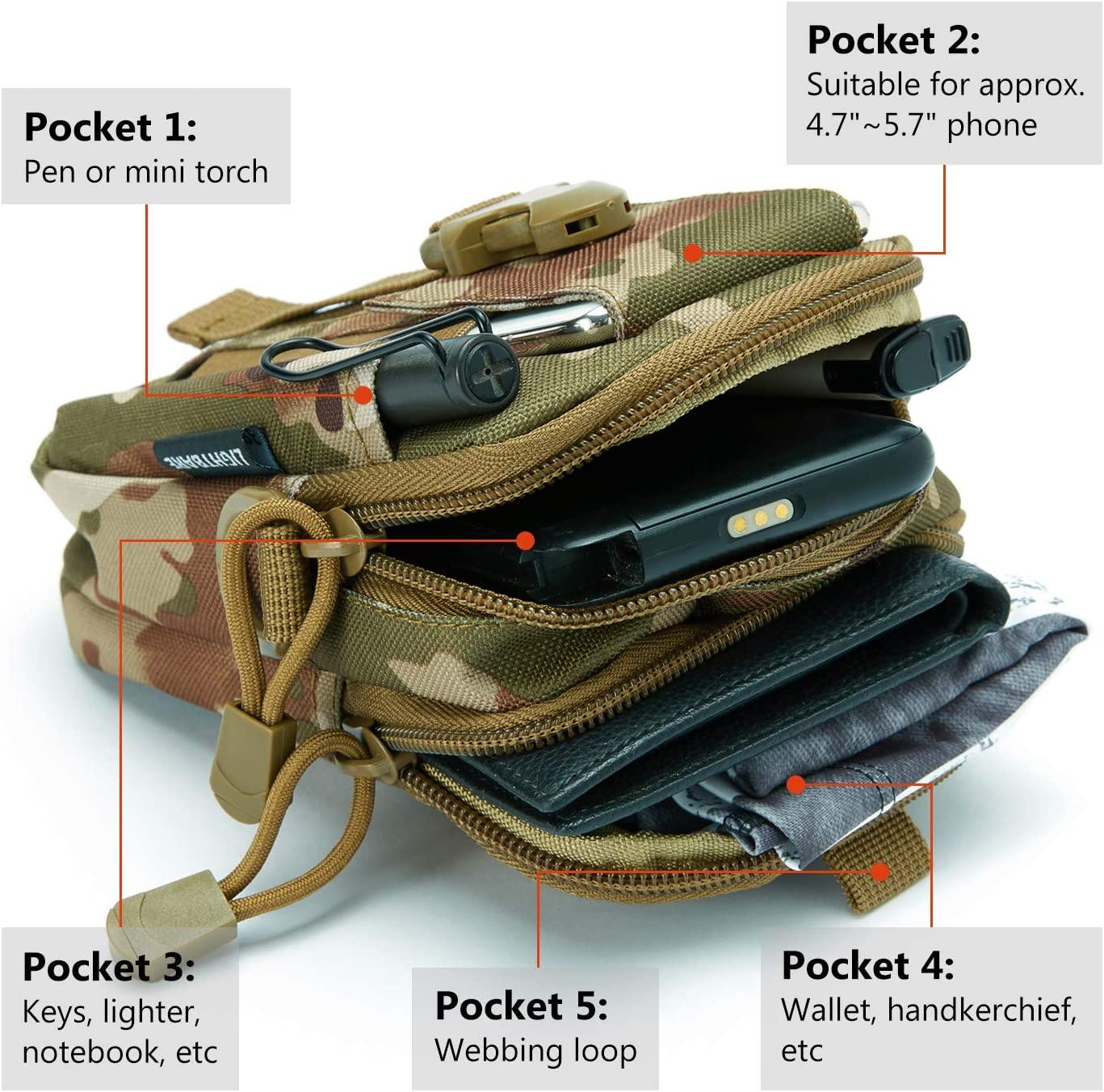 Tactical MOLLE Pouch & Waist Bag for Hiking & Outdoor Activities - VirtuousWares:Global