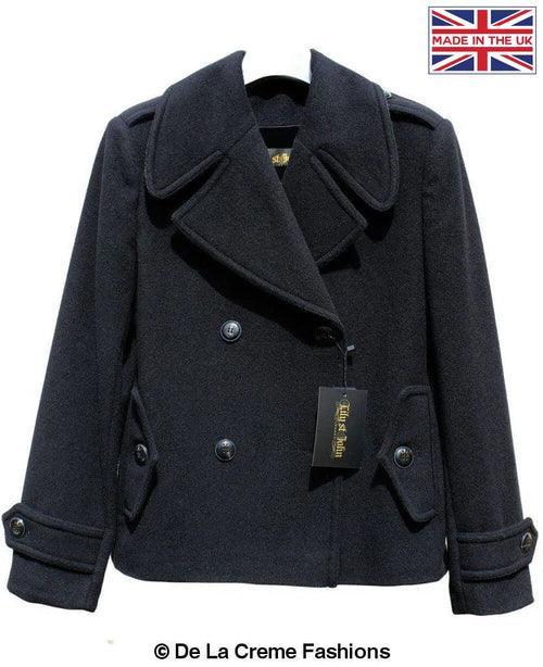 Tailored Harris Tweed Contrast Short Pea Coat (MACKENZIE) - VirtuousWares:Global