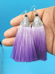 Tassel Threader Earrings - crafted purple tassel Earrings, African wea - VirtuousWares:Global