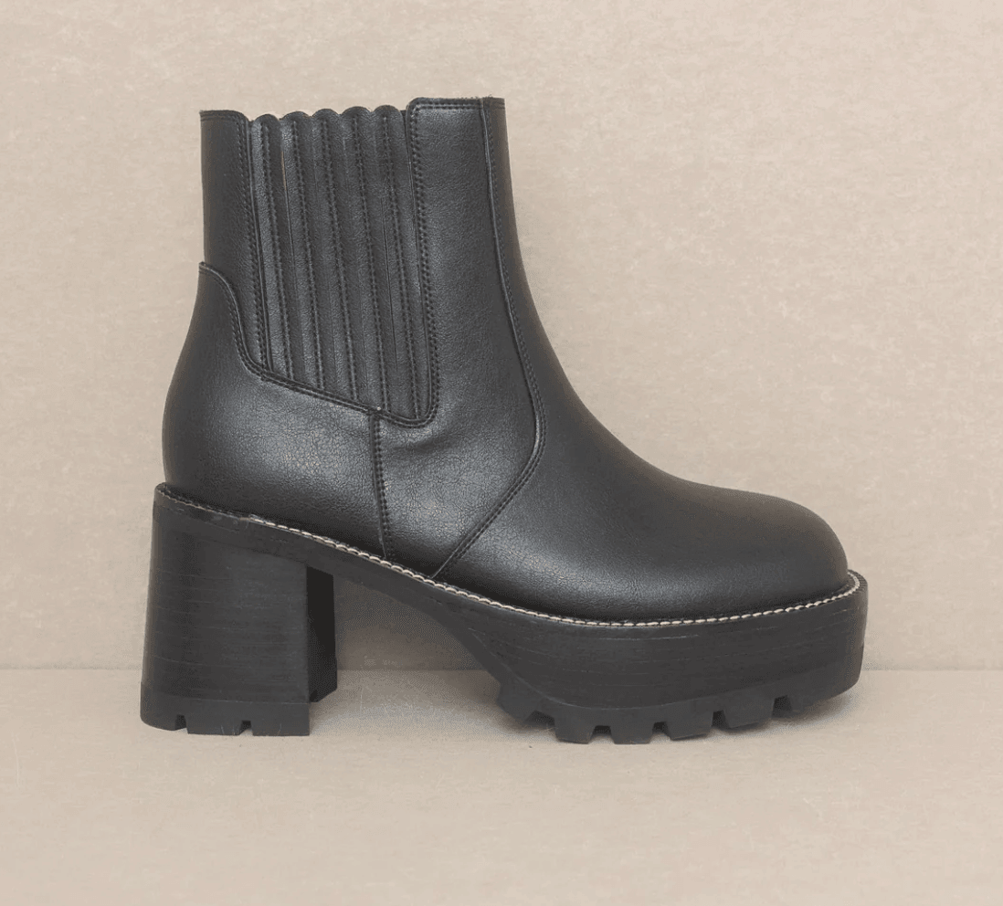 The Allison Midnight Chunky Platform Paneled Boots - VirtuousWares:Global