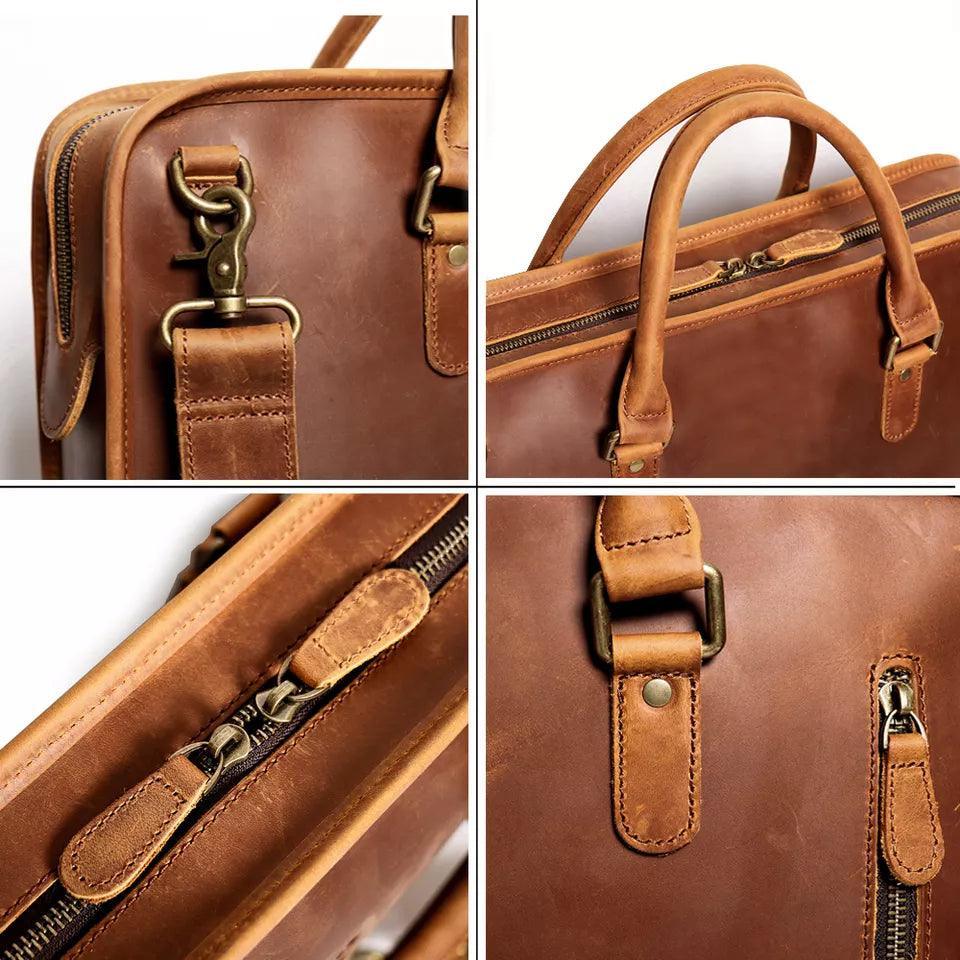 The Hemming Leather Laptop Bag | Vintage Leather Briefcase - VirtuousWares:Global