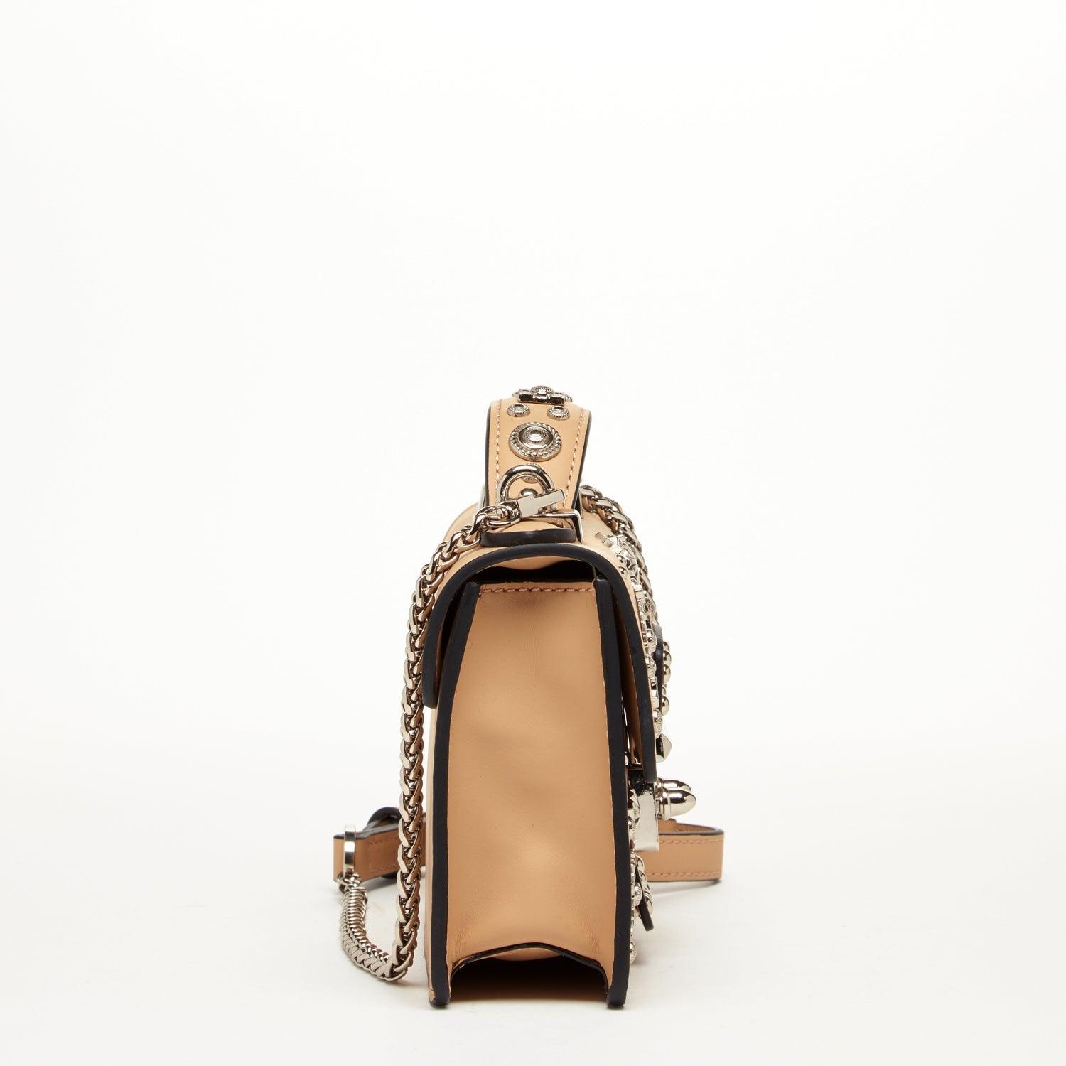 The Hollywood Leather Crossbody Studded Bag Beige - VirtuousWares:Global