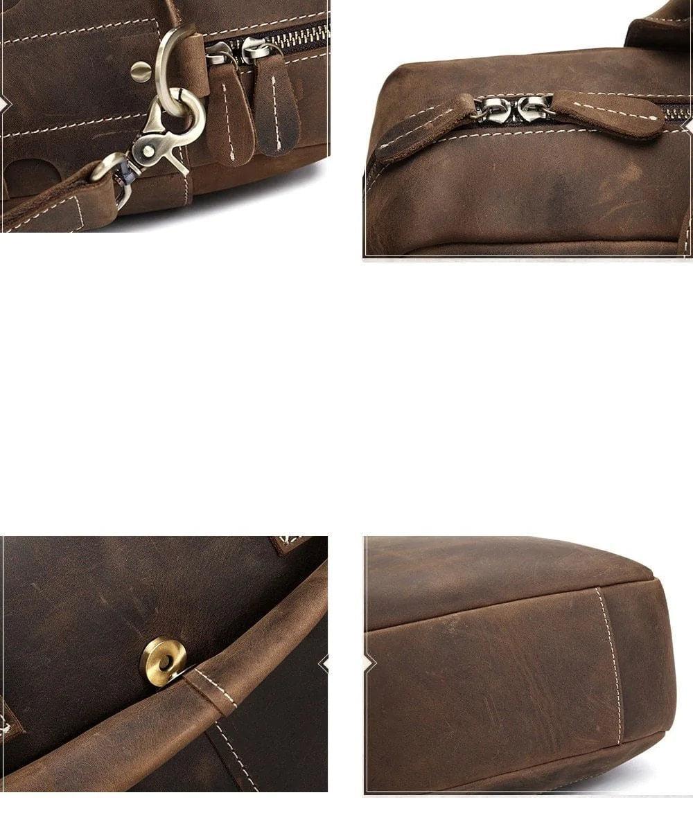 The Welch Briefcase | Vintage Leather Messenger Bag - VirtuousWares:Global