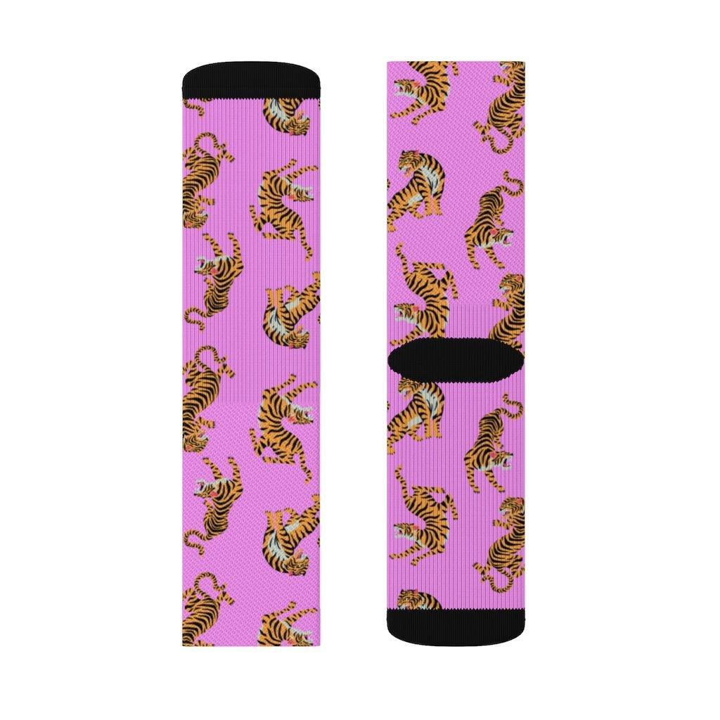 Tiger Fun Novelty Socks Pink - VirtuousWares:Global