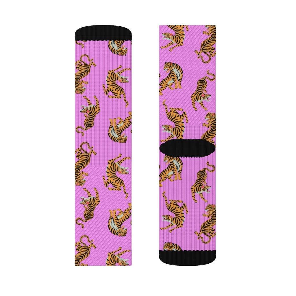 Tiger Fun Novelty Socks Pink - VirtuousWares:Global