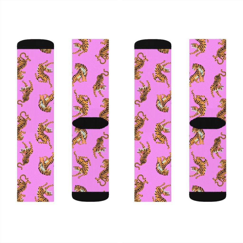 Tiger Fun Novelty Socks Pink - VirtuousWares:Global