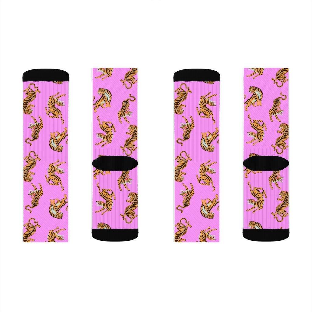 Tiger Fun Novelty Socks Pink - VirtuousWares:Global