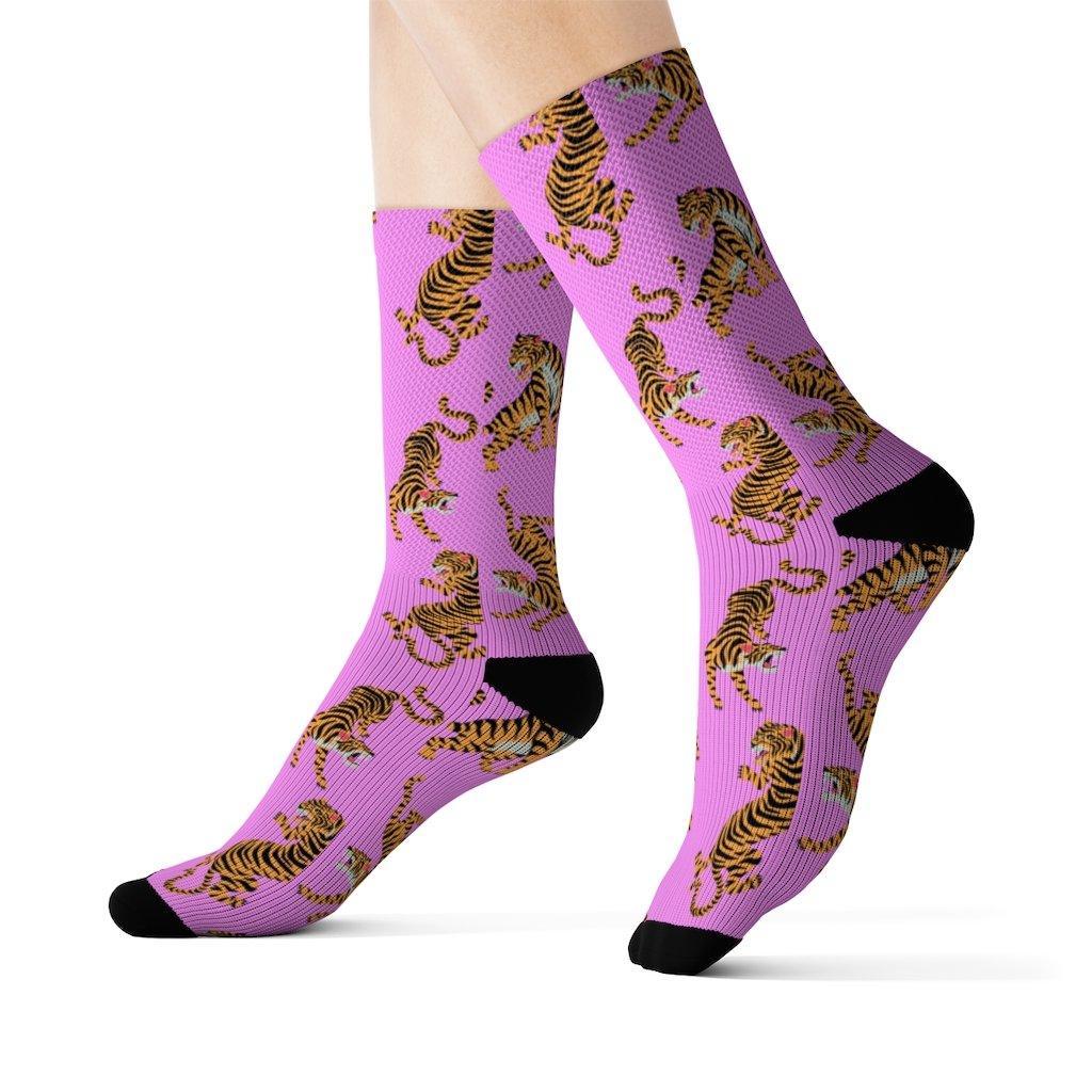 Tiger Fun Novelty Socks Pink - VirtuousWares:Global