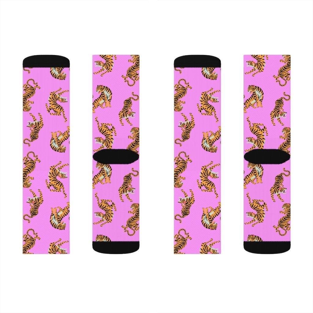 Tiger Fun Novelty Socks Pink - VirtuousWares:Global