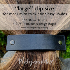 Tiny Forest / Trees Blue & Silver Shimmer Leather Hair Barrette - VirtuousWares:Global
