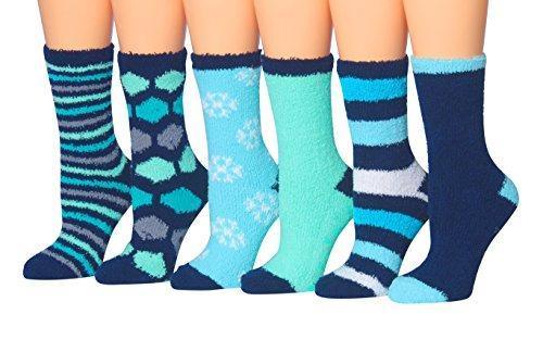 Tipi Toe Women's 6-Pairs Cozy Microfiber Anti-Skid Soft Fuzzy Crew - VirtuousWares:Global