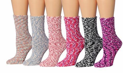 Tipi Toe Women's 6-Pairs Cozy Microfiber Anti-Skid Soft Fuzzy Crew - VirtuousWares:Global