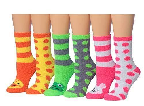 Tipi Toe Women's 6-Pairs Cozy Microfiber Anti-Skid Soft Fuzzy Crew - VirtuousWares:Global