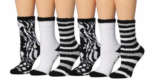 Tipi Toe Women's 6-Pairs Cozy Microfiber Anti-Skid Soft Fuzzy Crew - VirtuousWares:Global