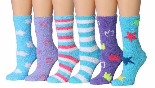 Tipi Toe Women's 6-Pairs Cozy Microfiber Anti-Skid Soft Fuzzy Crew - VirtuousWares:Global