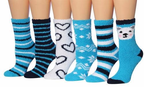 Tipi Toe Women's 6-Pairs Cozy Microfiber Anti-Skid Soft Fuzzy Crew - VirtuousWares:Global