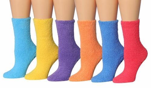 Tipi Toe Women's 6-Pairs Cozy Microfiber Anti-Skid Soft Fuzzy Crew - VirtuousWares:Global