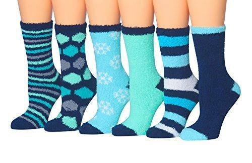Tipi Toe Women's 6-Pairs Cozy Microfiber Anti-Skid Soft Fuzzy Crew - VirtuousWares:Global
