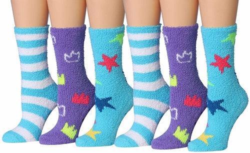Tipi Toe Women's 6-Pairs Cozy Microfiber Anti-Skid Soft Fuzzy Crew - VirtuousWares:Global