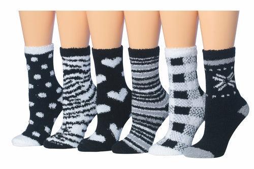 Tipi Toe Women's 6-Pairs Cozy Microfiber Anti-Skid Soft Fuzzy Crew - VirtuousWares:Global