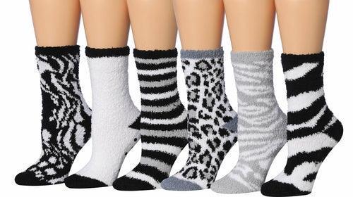 Tipi Toe Women's 6-Pairs Cozy Microfiber Anti-Skid Soft Fuzzy Crew - VirtuousWares:Global