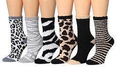 Tipi Toe Women's 6-Pairs Cozy Microfiber Anti-Skid Soft Fuzzy Crew - VirtuousWares:Global